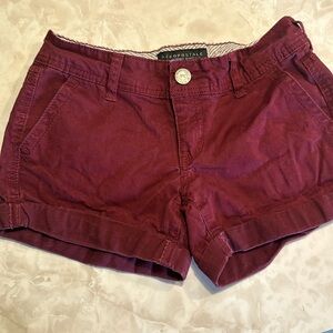 Aeropostale midi twill shorts maroon size 000